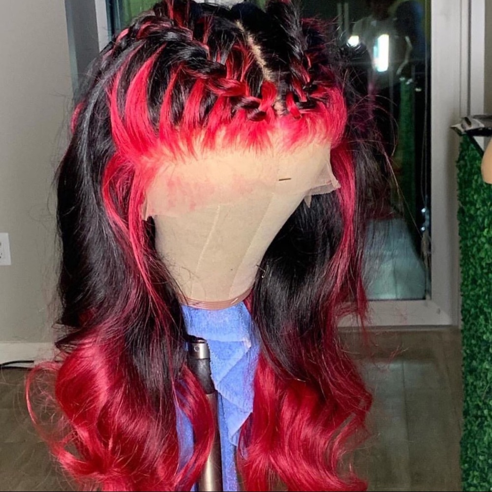 18” Red/Black Front Lace Wig Unit